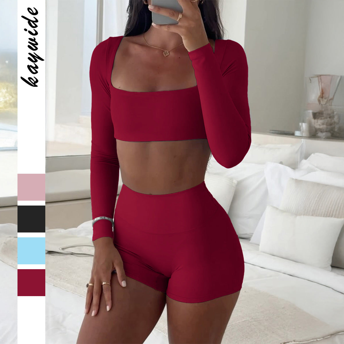 Solid-Color Yoga Tank & Shorts Set for Women