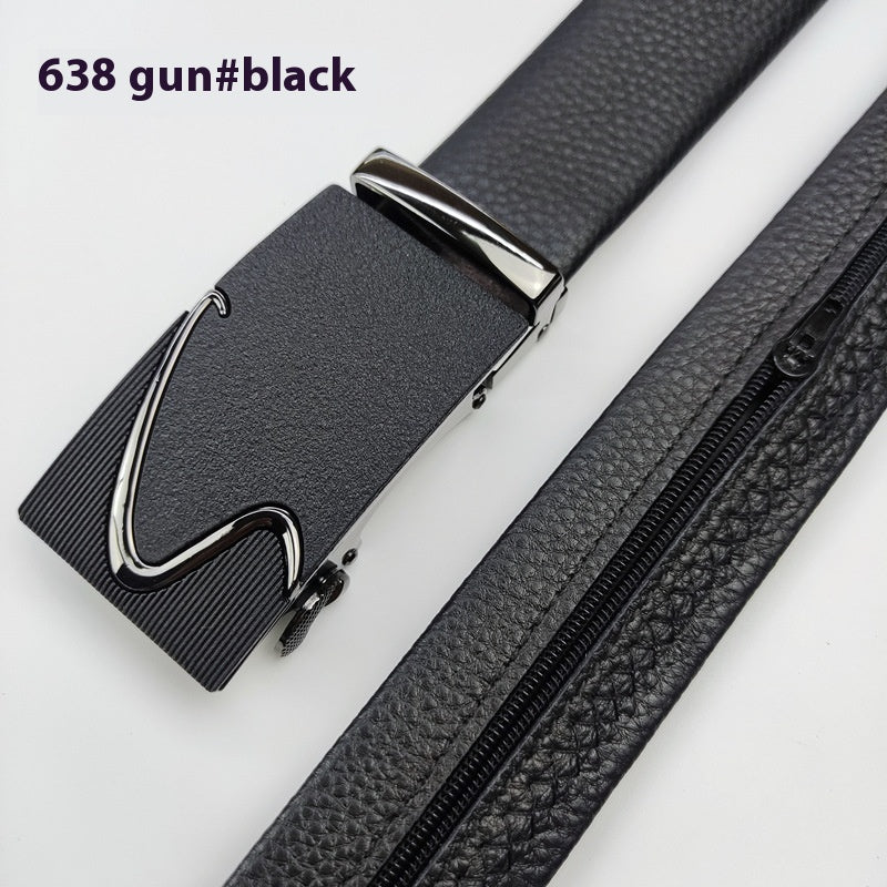 Men’s Full-Grain Leather Belt with Hidden Money Compartment