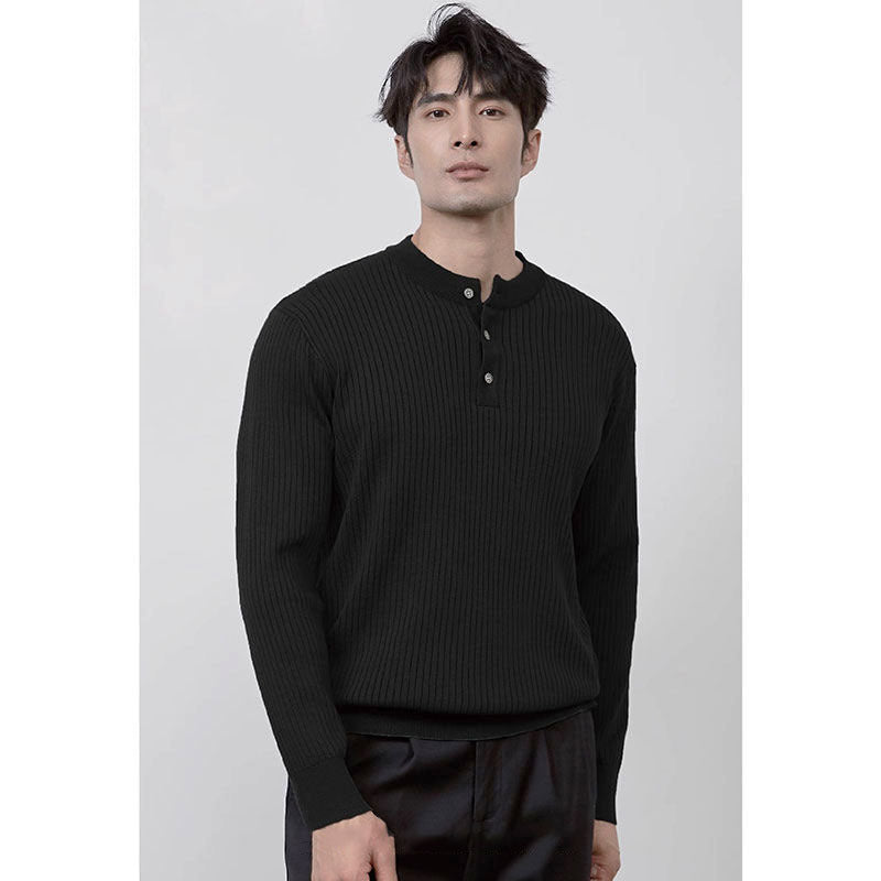 Sleek Preppy Long-Sleeve Business Sweater for Men