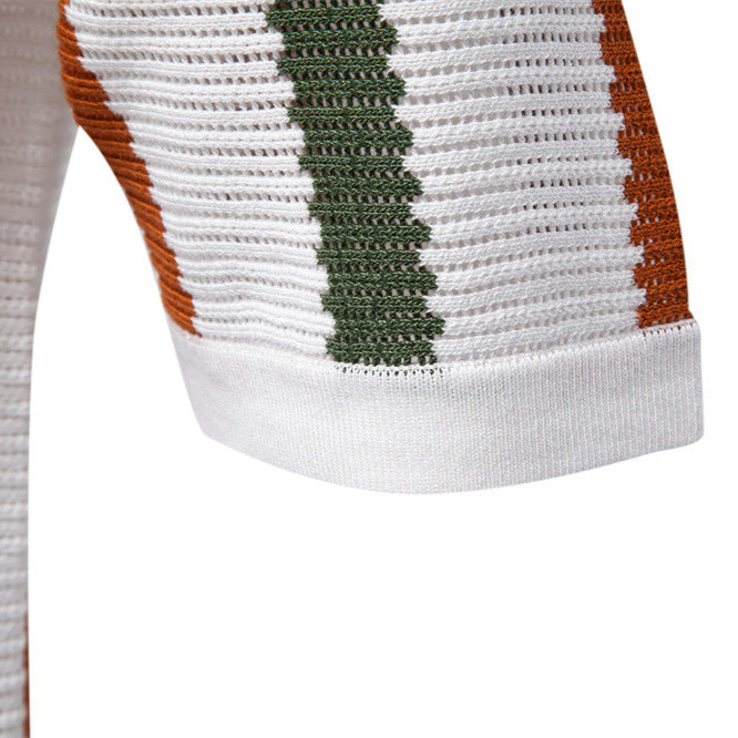 Breathable Knit Short-Sleeve Polo Shirt for Men