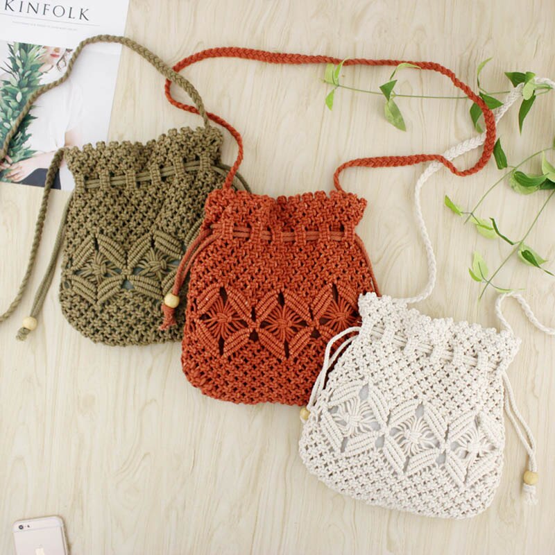 Knitted Tassel Woven Beach Bag for Women