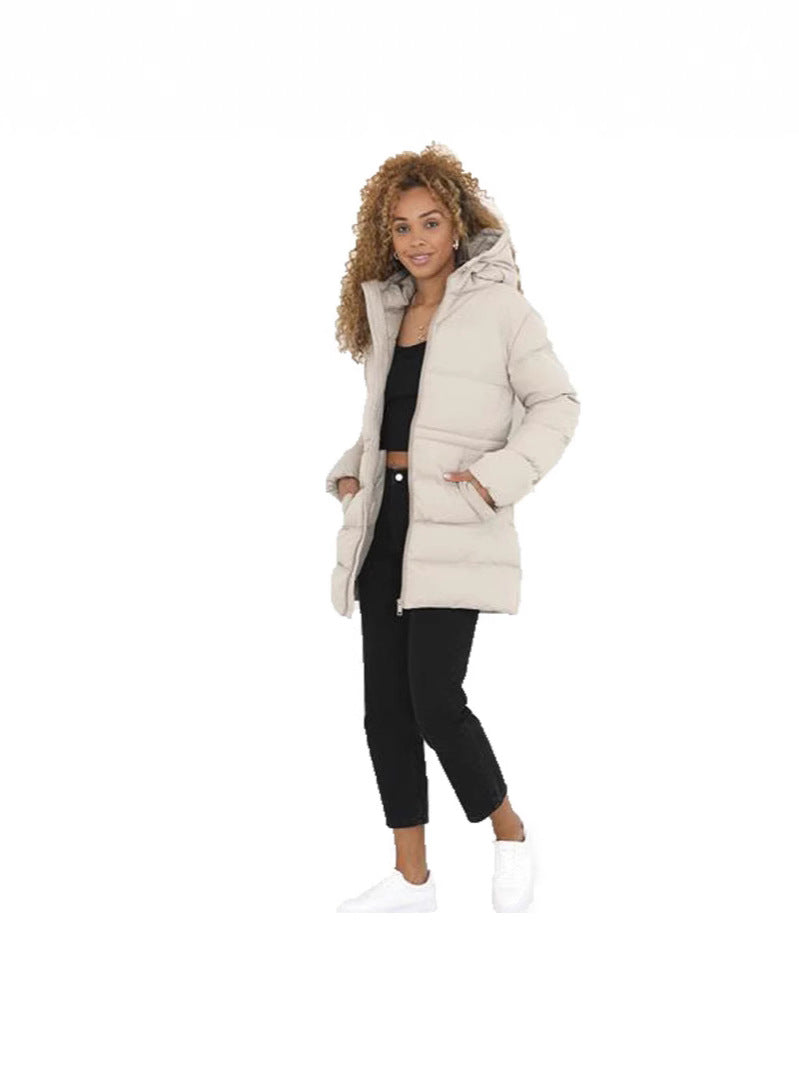 Thick Hooded Long Winter Cotton Coat for Women