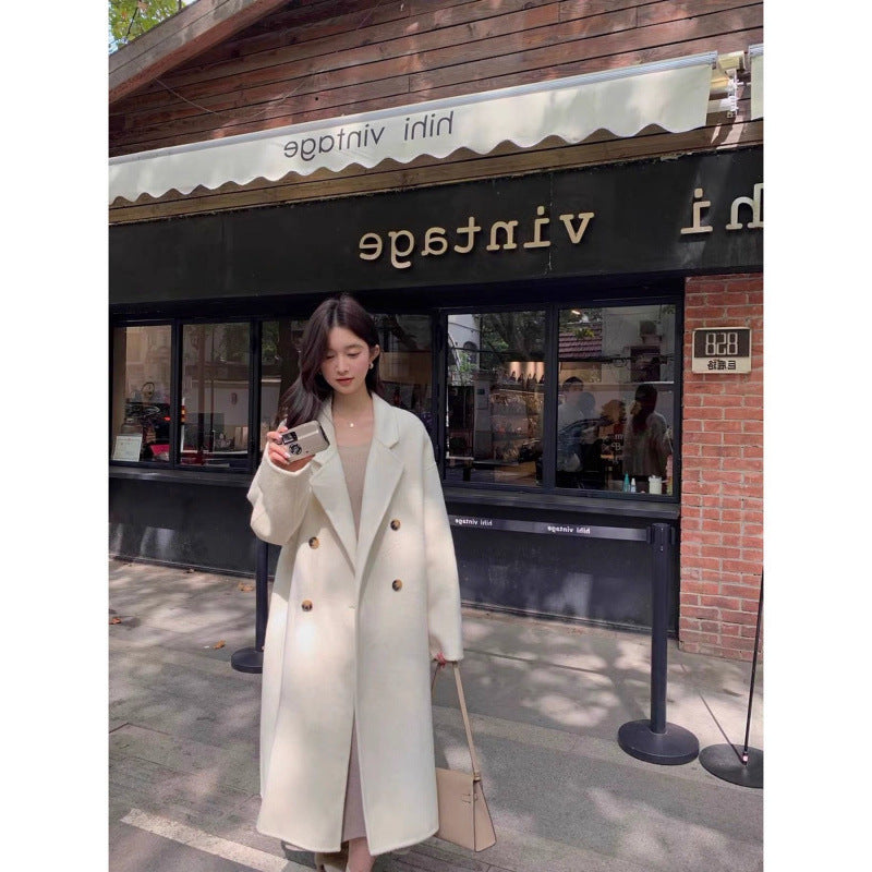 Western-Style Double-Faced Wool Coat for Women