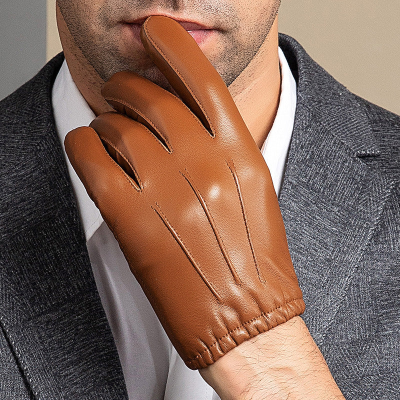 Short Genuine Sheepskin Gloves with Fleece Lining