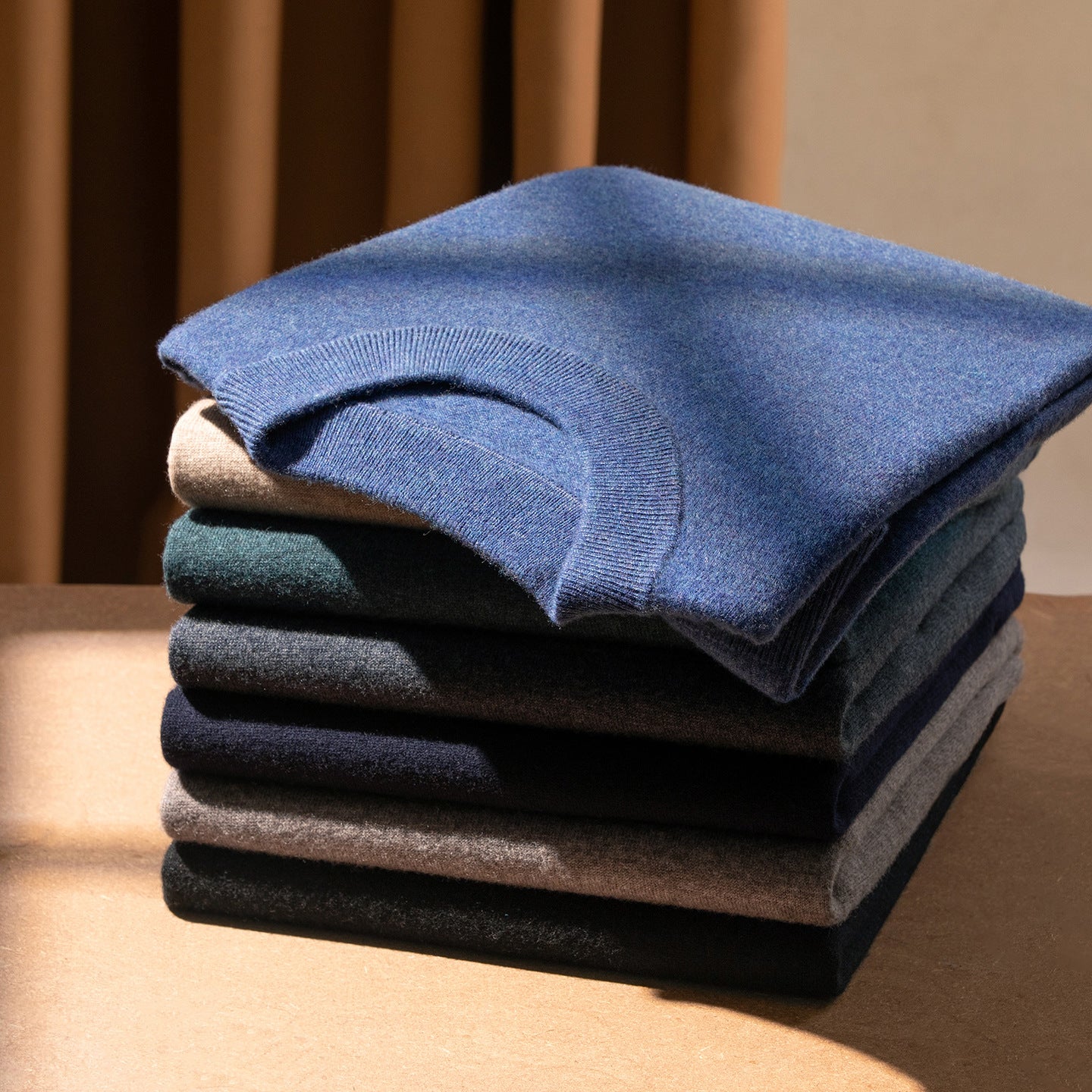 Solid-Color Thermal Knit Base Layer Top for Men