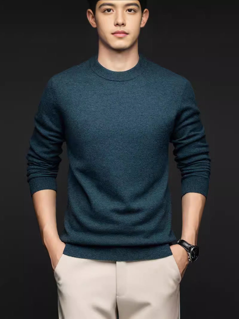 Solid-Color Thermal Knit Base Layer Top for Men