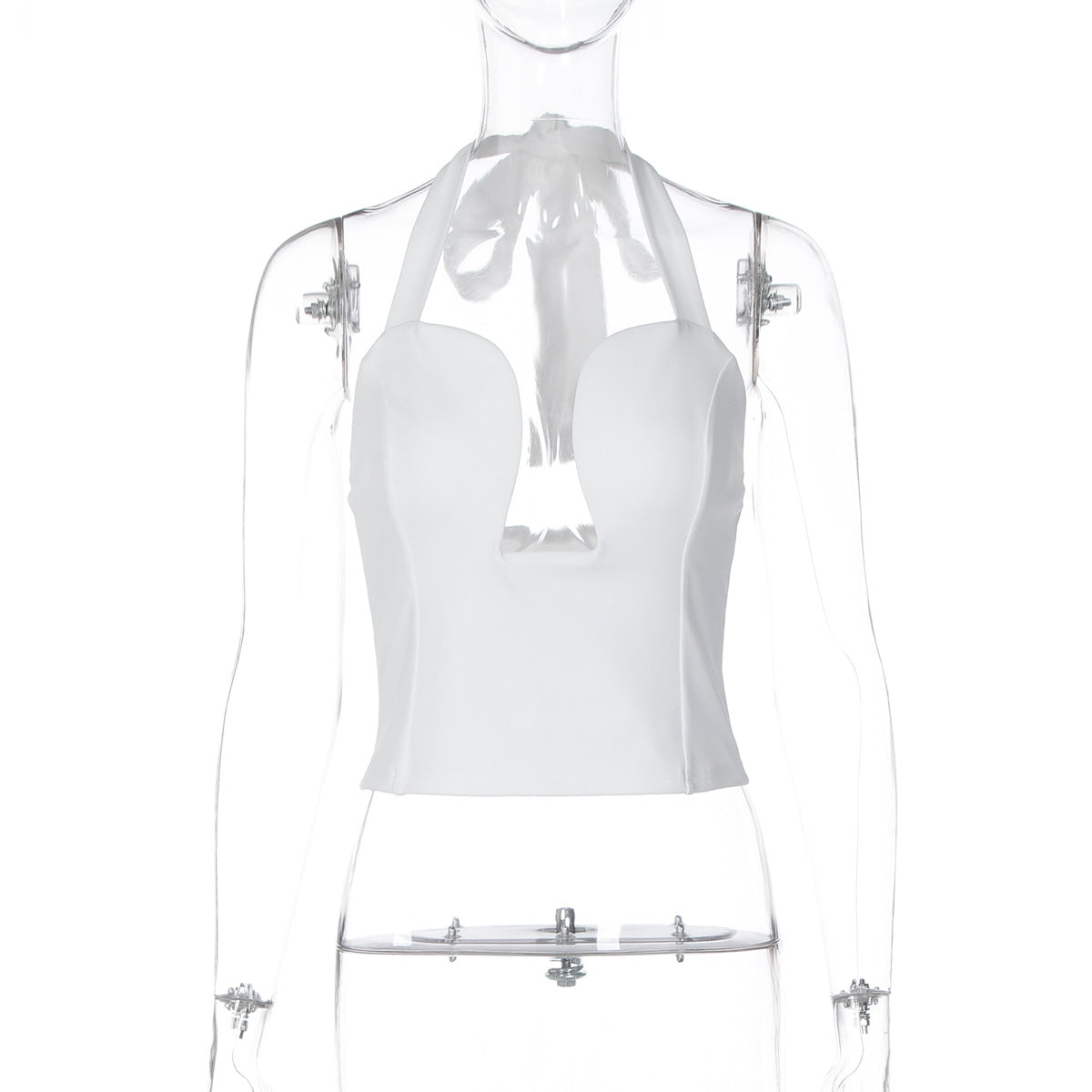 Hollow-Out Double-Layer Halter Top