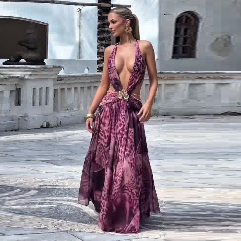 Summer Sleeveless Leopard Print Dress for Women