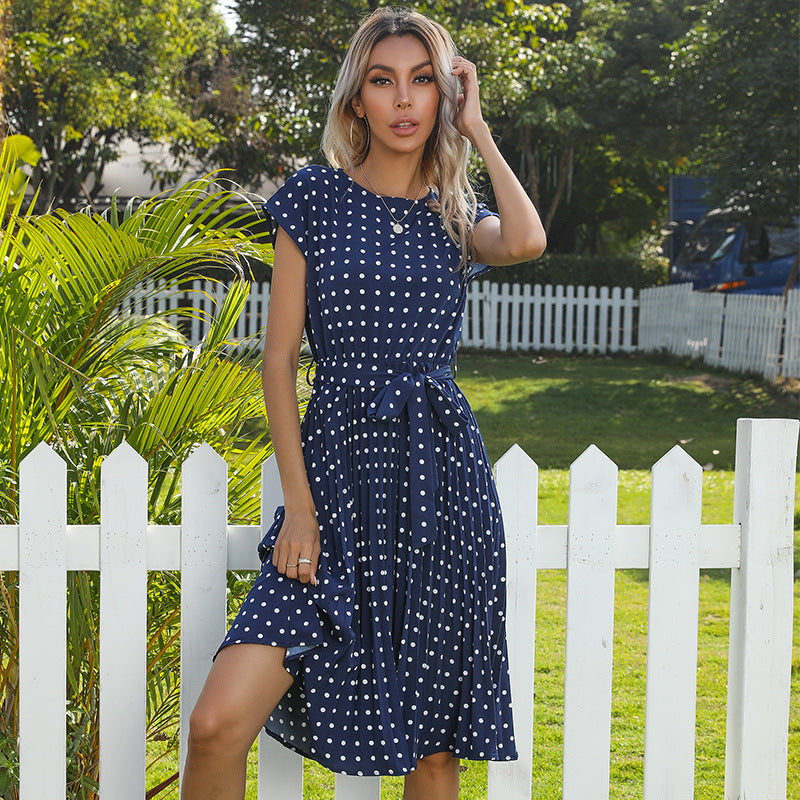 Green Polka Dot Short Sleeve Midi Dress