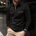 Autumn Men's Zip-Up Long Sleeve Polo Shirt