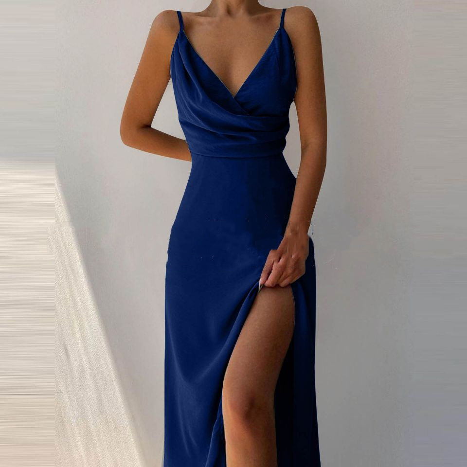 V-Neck Slit Sling Dress