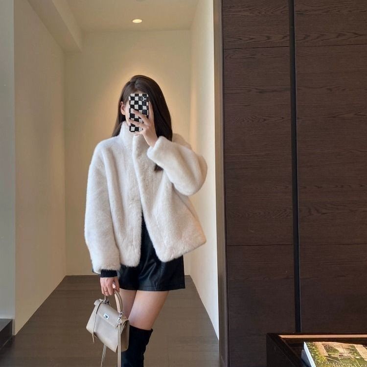 Stylish Loose-Fit Fur-Trimmed Collar Coat for Women