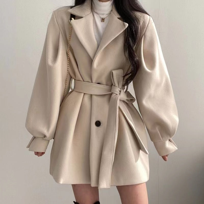 Hepburn-Style Wool Coat for Women