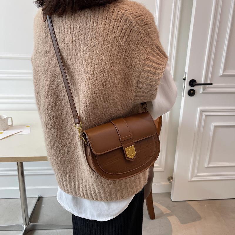 French-Style Saddle Shoulder Bag for Women