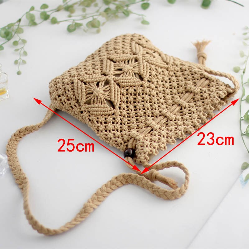 Knitted Tassel Woven Beach Bag for Women