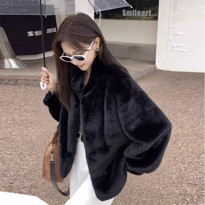 Stylish Loose-Fit Fur-Trimmed Collar Coat for Women