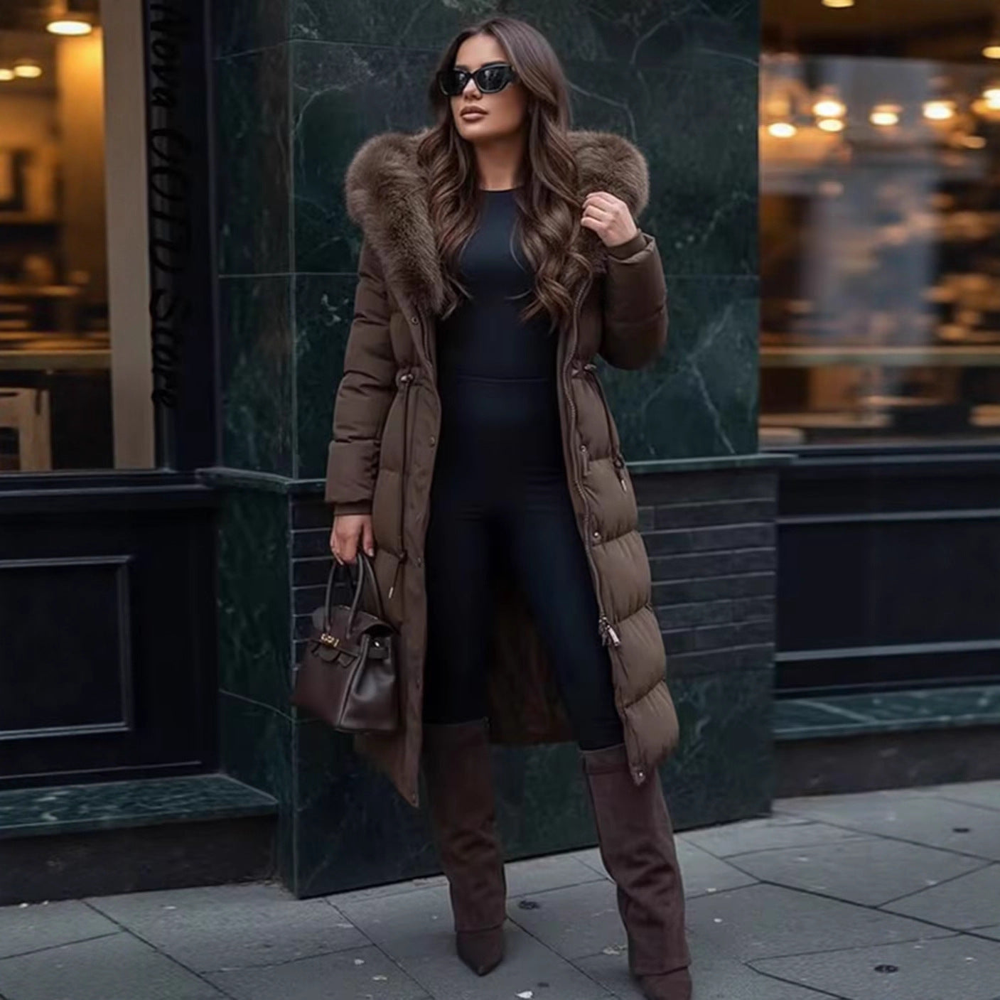 Stylish Warm Coat with Fur Collar for Women