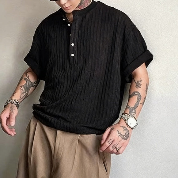 Men’s Slim-Fit V-Neck Polyester Shirt