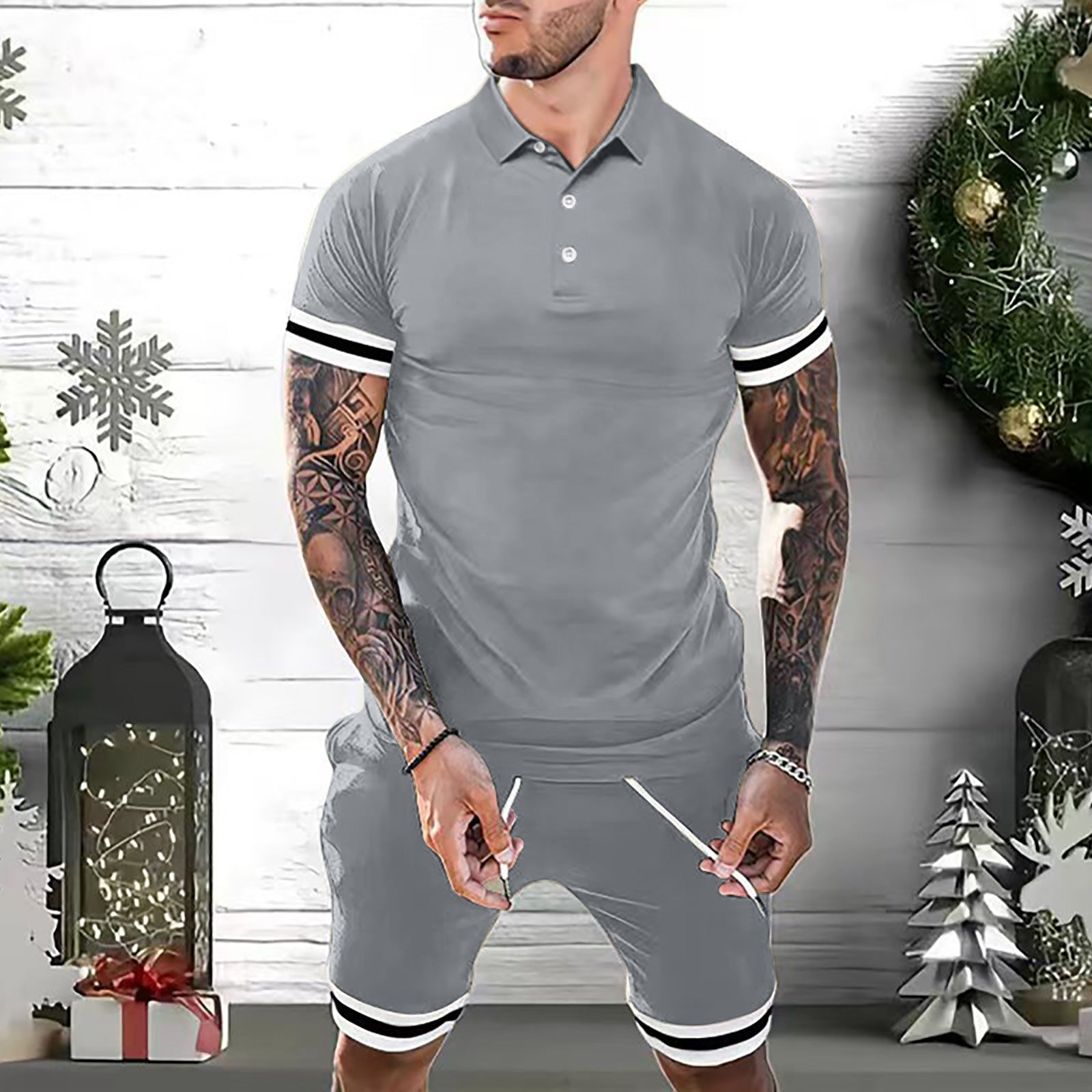 Men's 2-Piece Summer Set – Short Sleeve Polo & Shorts, Casual Tracksuit
