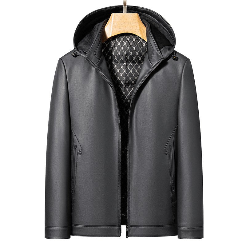 Fashion Leather Down Jacket for Men