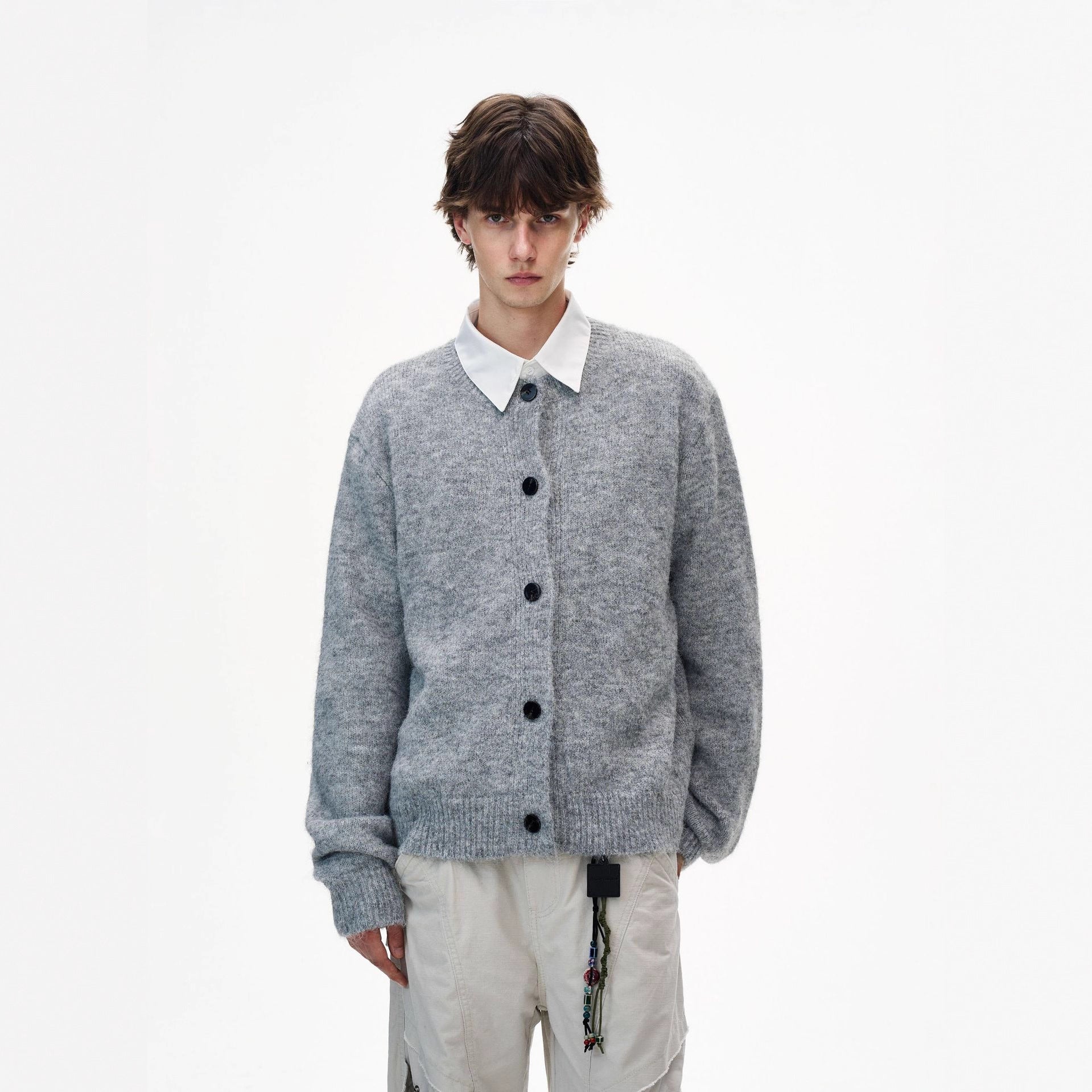 American-Style V-Neck Cardigan Sweater for Men