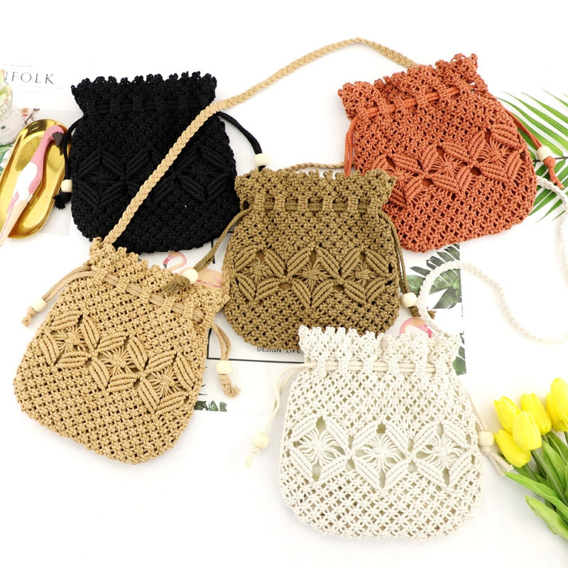 Knitted Tassel Woven Beach Bag for Women