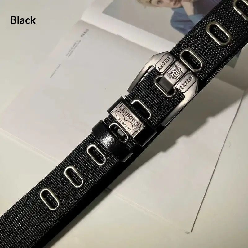 Men’s Reversible Canvas Belt with Alloy Pin Buckle