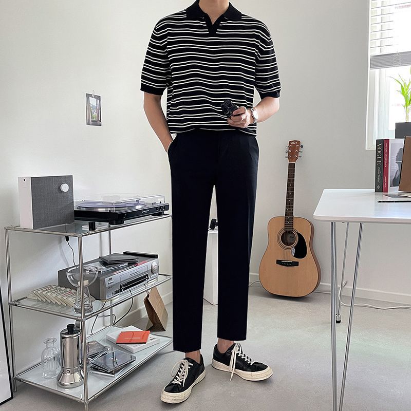 Korean-Style Loose-Fit Summer Polo Shirt for Men