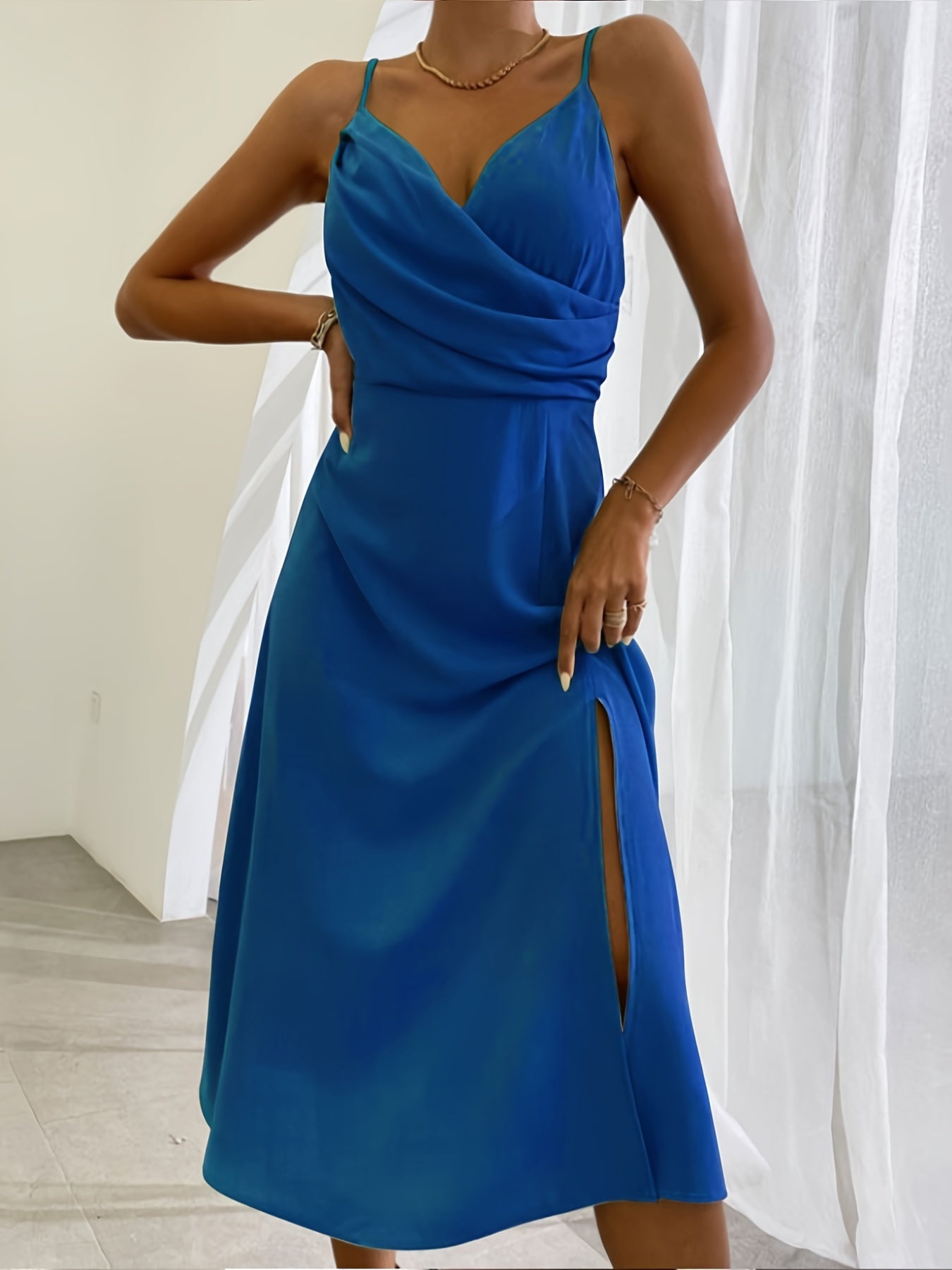V-Neck Slit Sling Dress