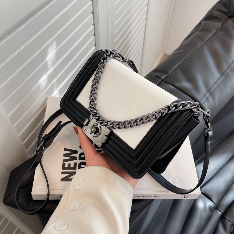 Contrast-Color Small Square Bag for Women