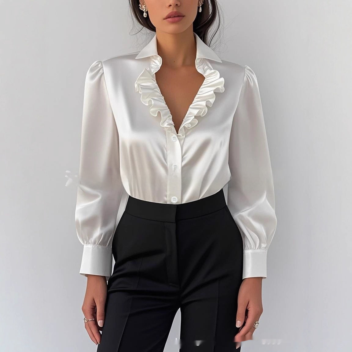 Minimalist French-Inspired White Lace Blouse