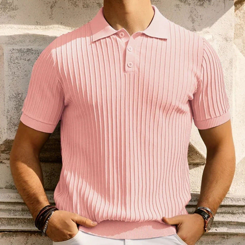 Men’s Casual Solid Colour Loose-Fit Short-Sleeve Shirt