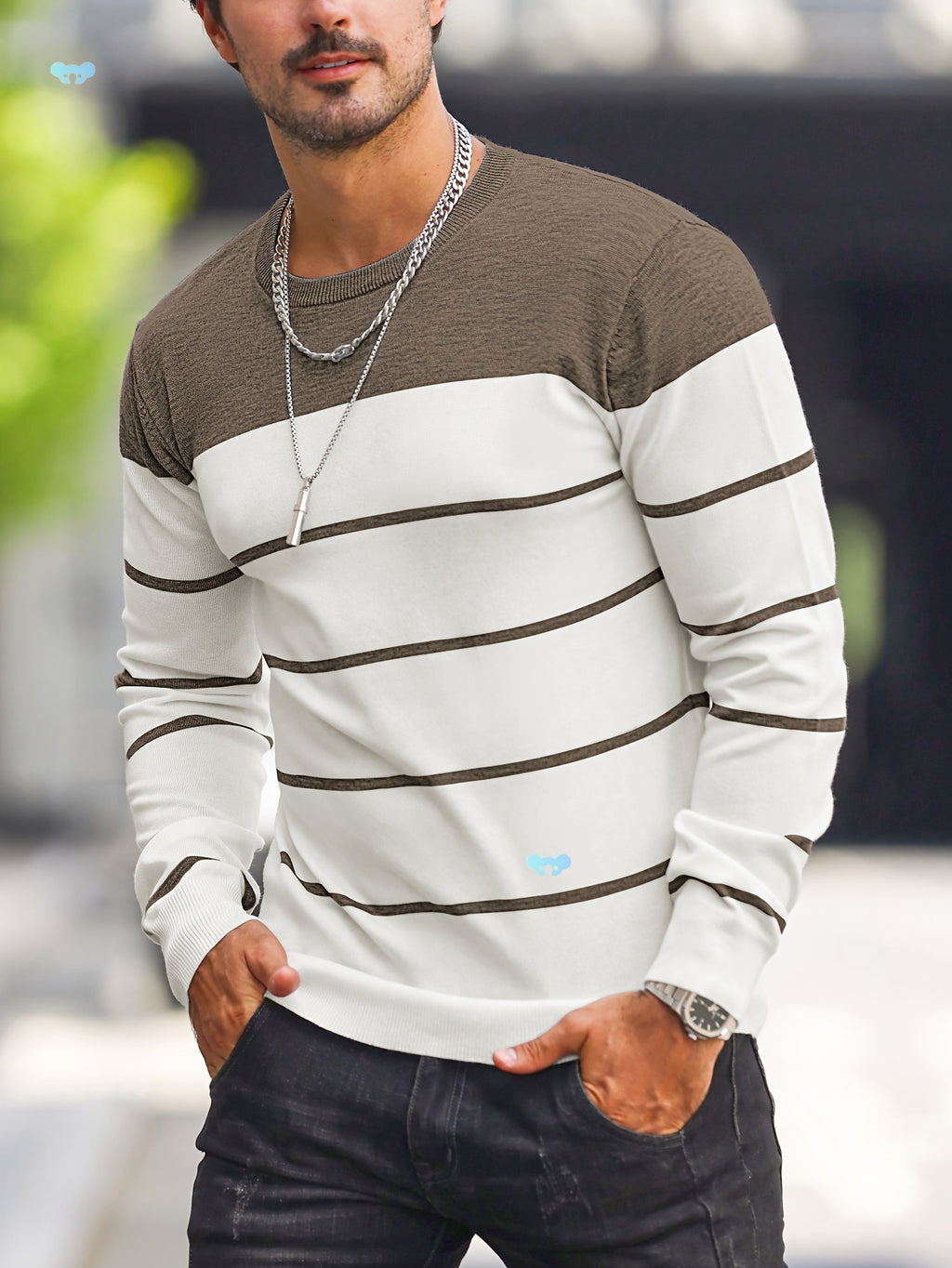 Men’s Knitted Crew-Neck Casual Sweatshirt