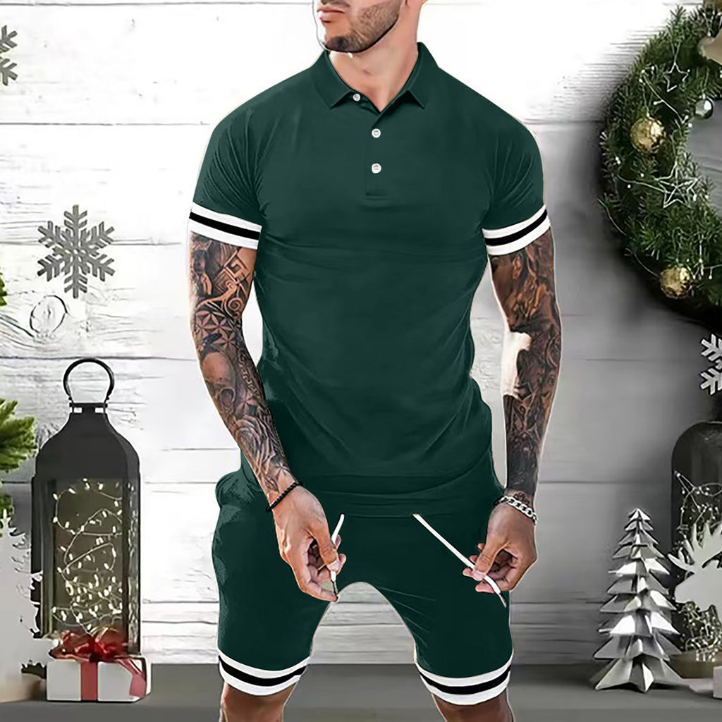 Men's 2-Piece Summer Set – Short Sleeve Polo & Shorts, Casual Tracksuit