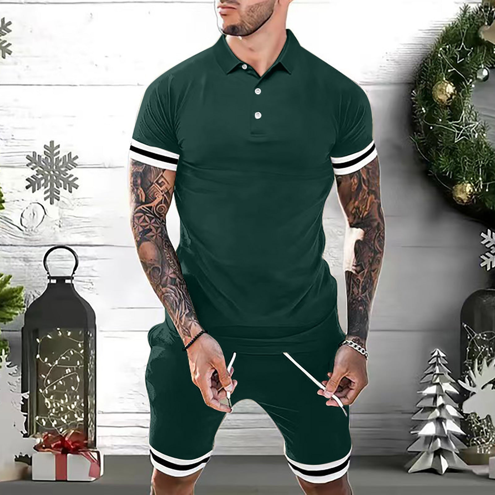 Men's 2-Piece Summer Set – Short Sleeve Polo & Shorts, Casual Tracksuit