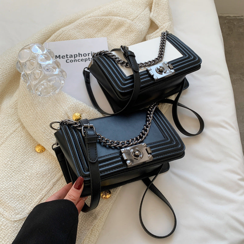 Contrast-Color Small Square Bag for Women