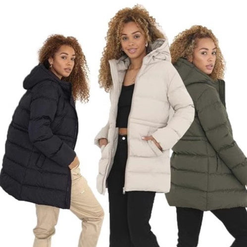 Thick Hooded Long Winter Cotton Coat for Women