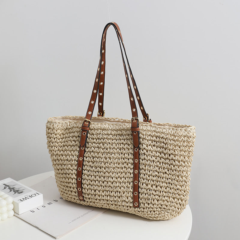 Minimalist Large-Capacity Woven Handbag for Women
