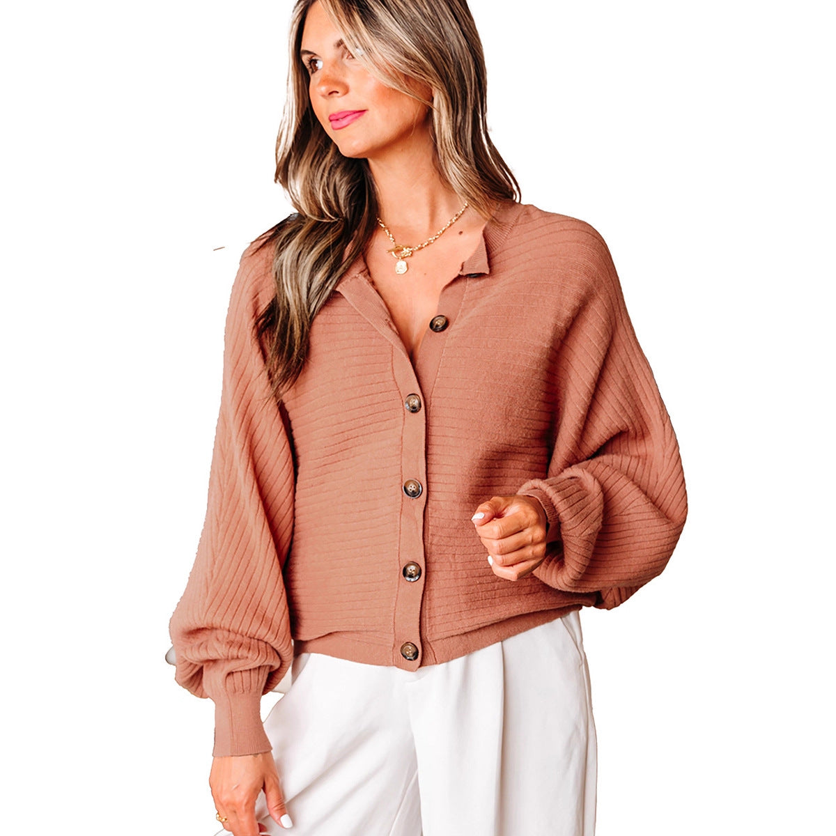 Loose-Fit Multi-Button Cardigan for Women