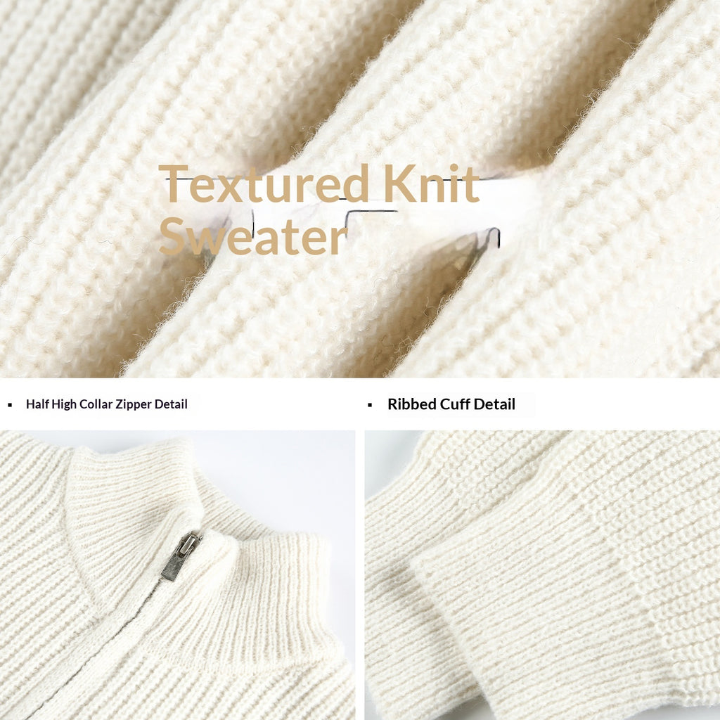 Half-Neck Zip-Up Turtleneck Sweater for Men