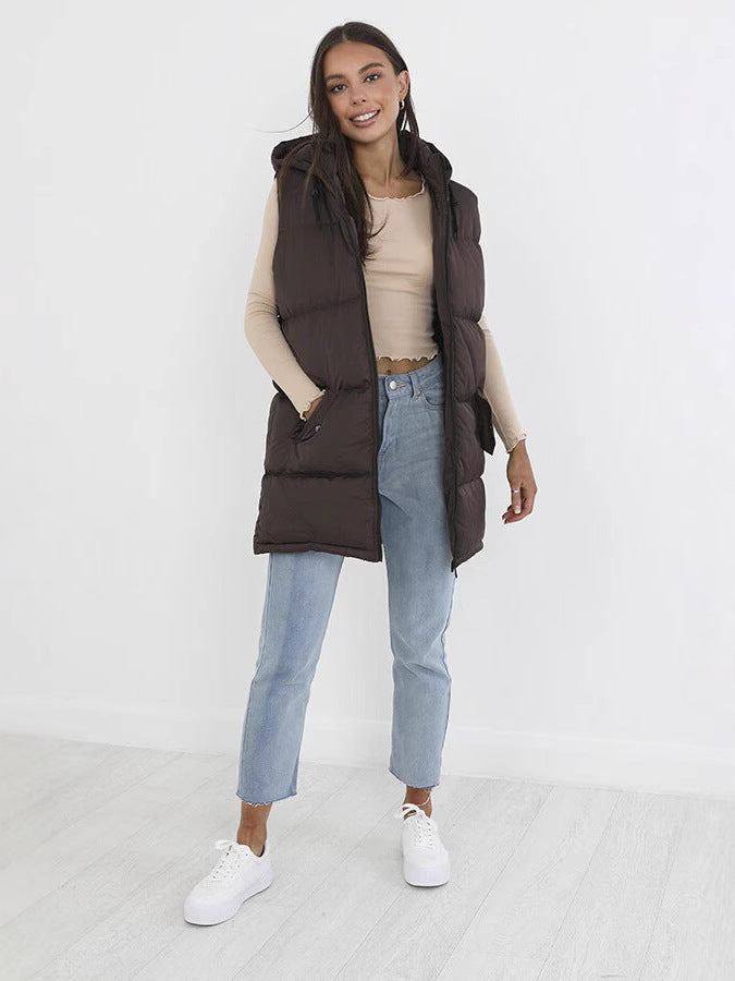 Thick Hooded Long Winter Cotton Coat for Women