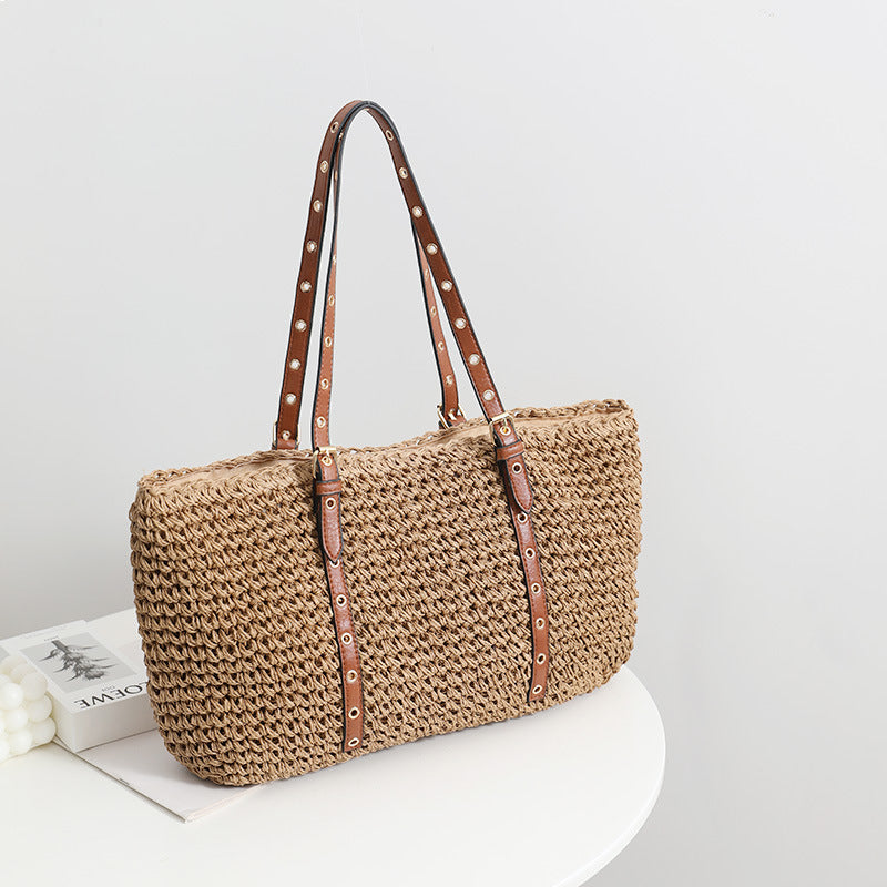 Minimalist Large-Capacity Woven Handbag for Women
