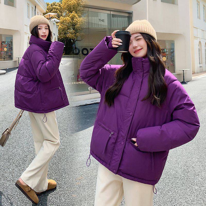 Stand-Collar Short Padded Coat for Women