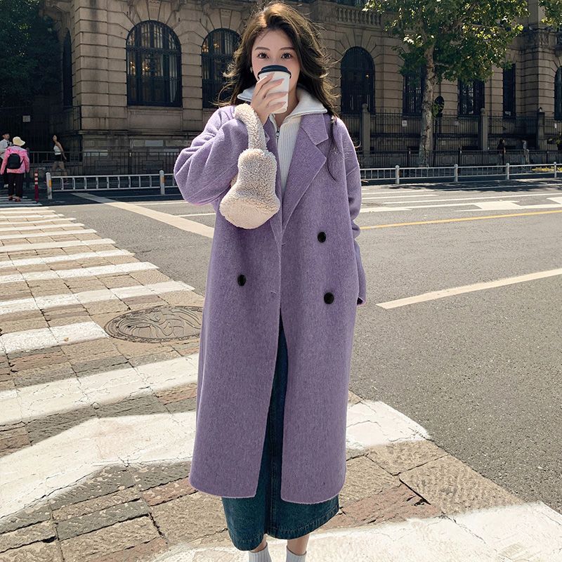 Western-Style Double-Faced Wool Coat for Women