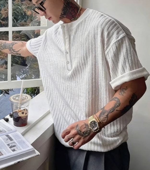 Men’s Slim-Fit V-Neck Polyester Shirt