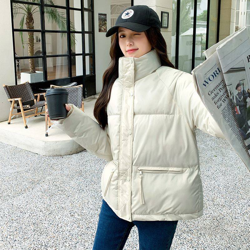 Stand-Collar Short Padded Coat for Women