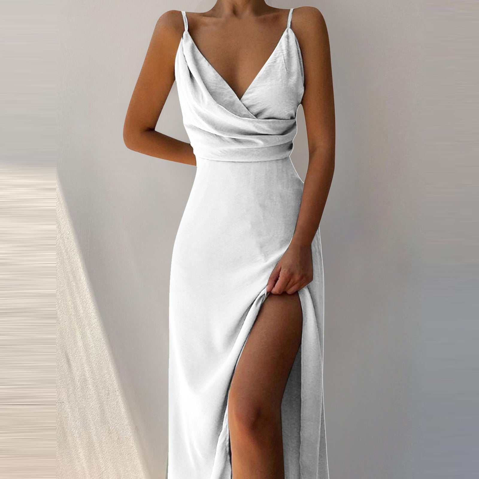 V-Neck Slit Sling Dress