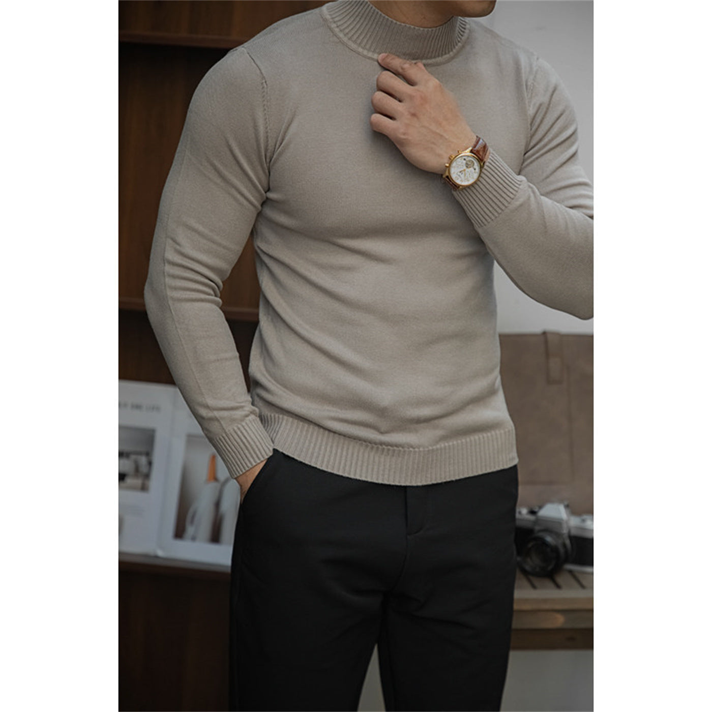 Basic Warm Knit Base Sweater for Men