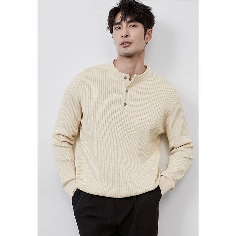 Sleek Preppy Long-Sleeve Business Sweater for Men