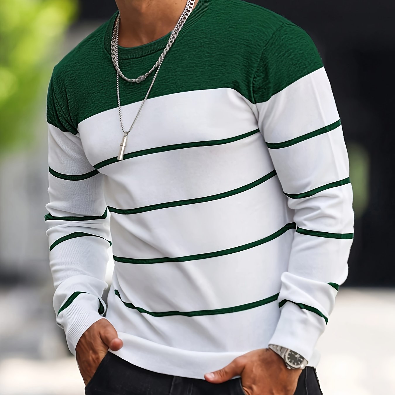 Men’s Knitted Crew-Neck Casual Sweatshirt